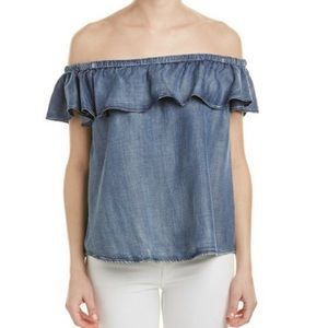 Denim ruffle top